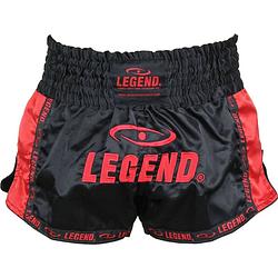 Foto van Legend sports kickboksshort unisex satijn zwart/rood maat xxs