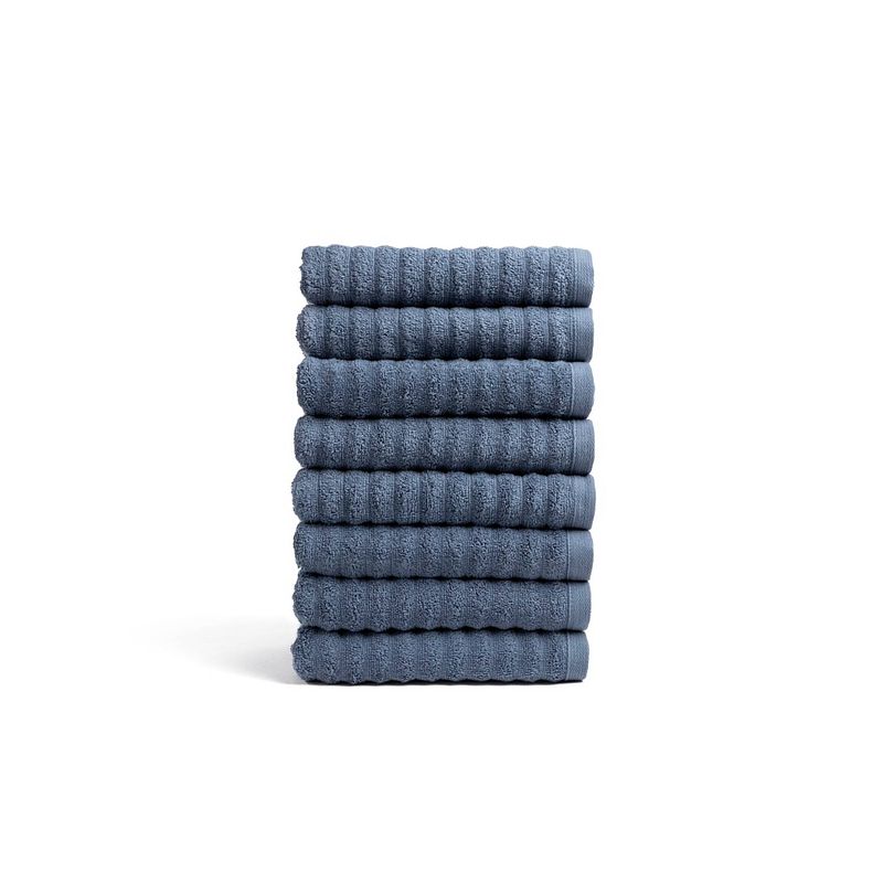 Foto van Seashell wave handdoekset - 8 stuks - blauw - 50x100cm - premium