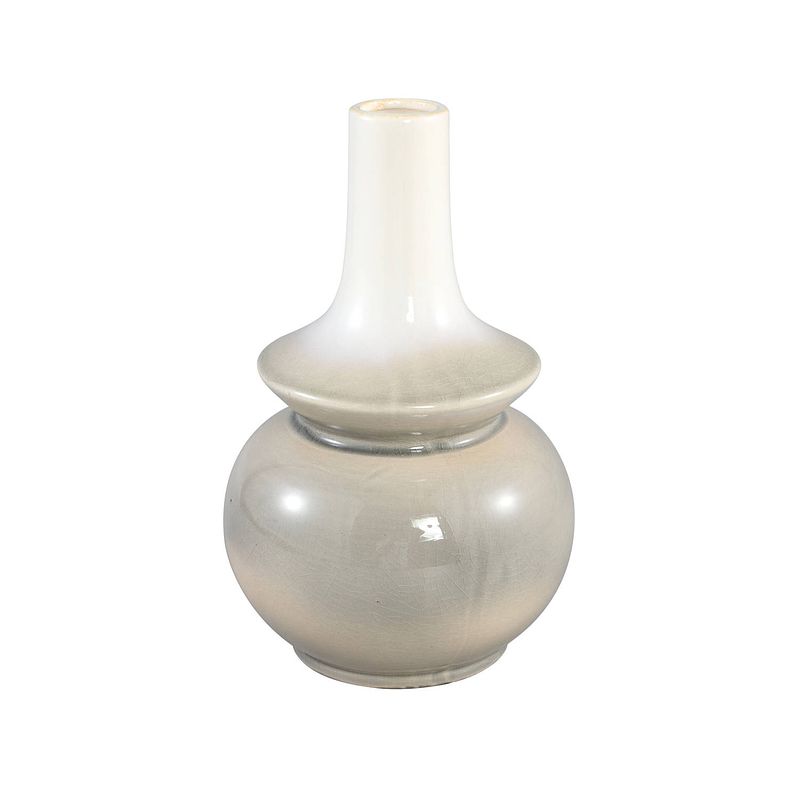 Foto van Ptmd cyra white ceramic ombre pot bulb shape m