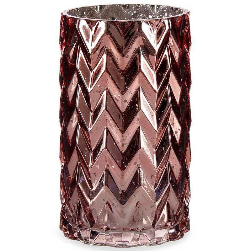 Foto van Bloemenvaas - luxe decoratie glas - roze - 11 x 20 cm - vazen
