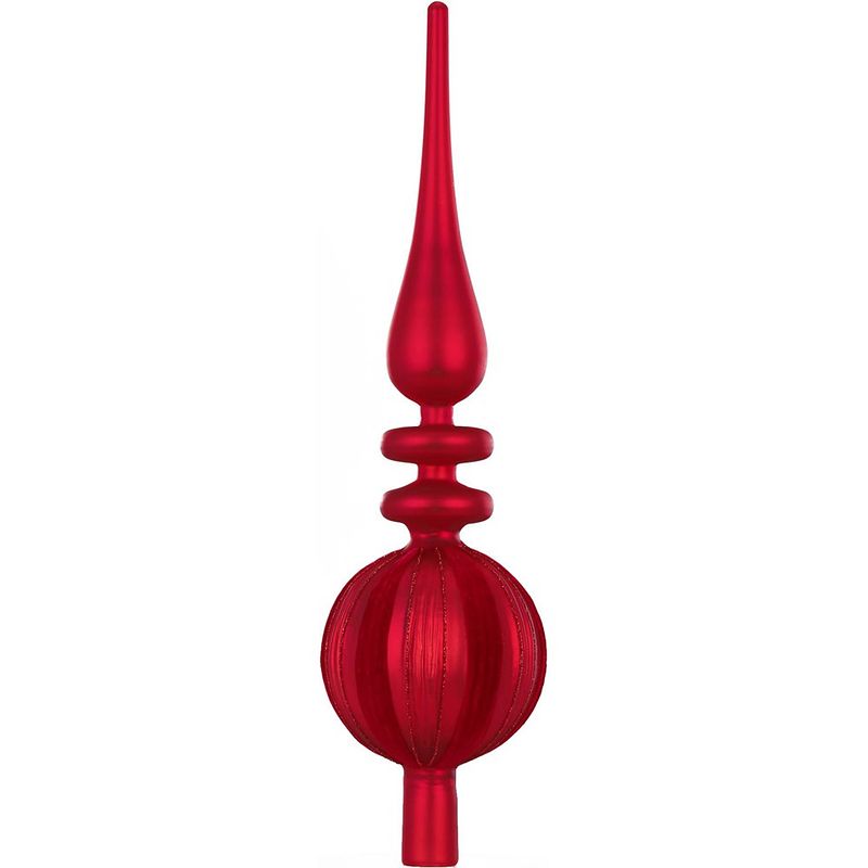 Foto van Grote glazen kerstboom piek/topper rood 39 cm - kerstboompieken