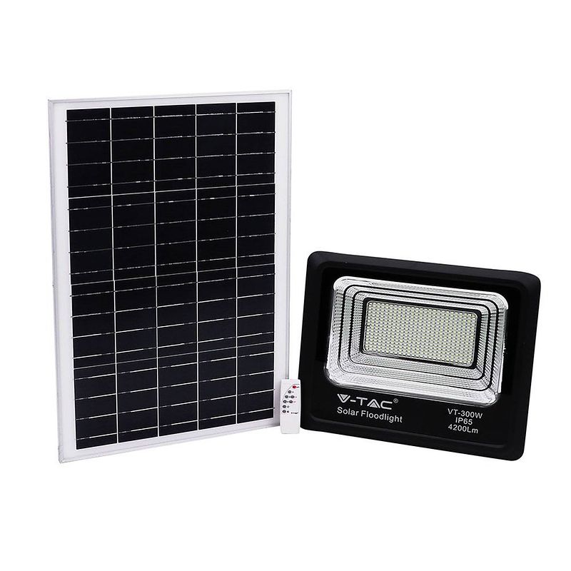 Foto van V-tac vt-40w solar schijnwerper met zonnepaneel - 1050 lm - 4000k -