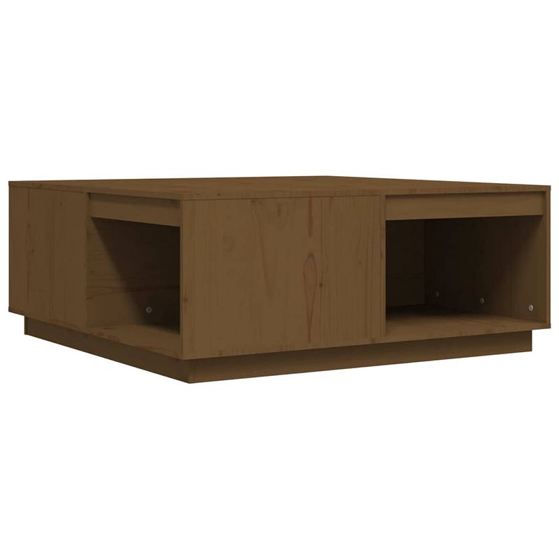 Foto van The living store salontafel houten - 100x101x40.5 cm - massief grenenhout - honingbruin