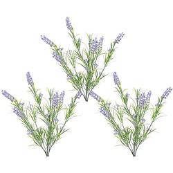 Foto van 3x groene/lilapaarse lavandula/lavendel kunstplanten 44 cm bosje - kunstplanten