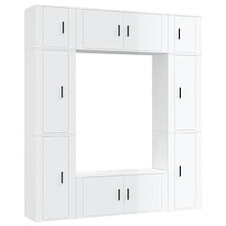 Foto van The living store tv meubelset - hoogglans wit - 2x 100x34.5x40 cm - 4x 40x34.5x80 cm - 2x 40x34.5x40 cm