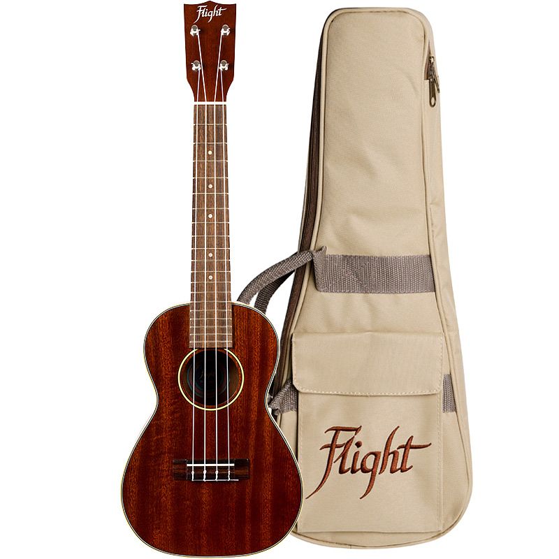 Foto van Flight heritage series muc-2 vintage satin concert ukelele met gigbag