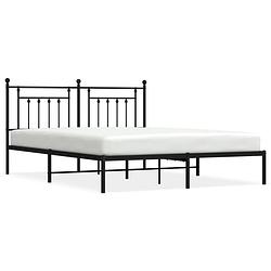 Foto van Vidaxl bedframe met hoofdbord metaal zwart 160x200 cm