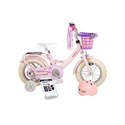 Foto van Volare kinderfiets ashley - 12 inch - roze - 95% afgemonteerd - inclusief fietshelm + accessoires