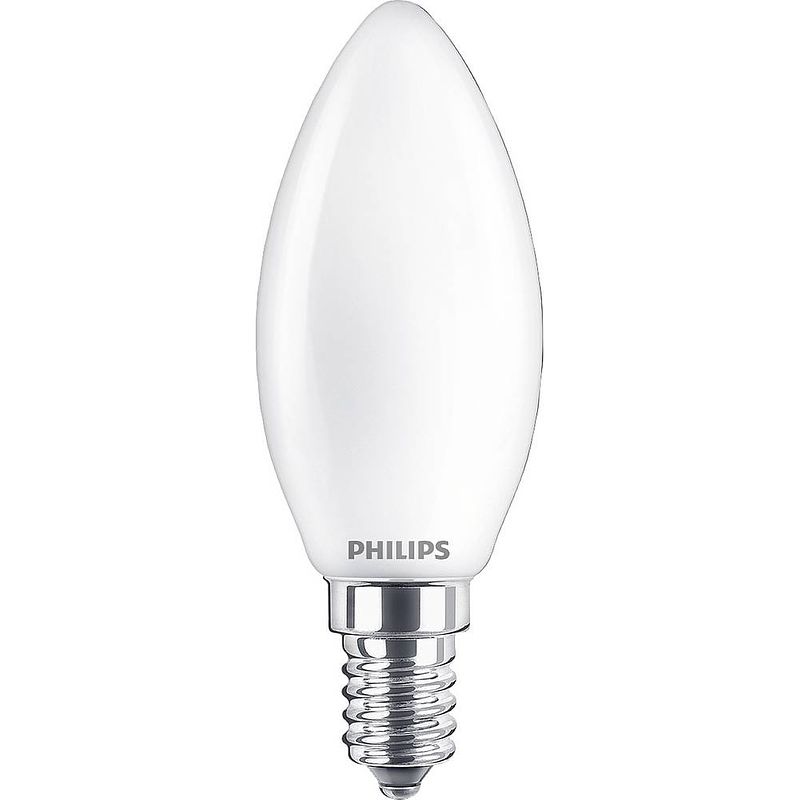Foto van Philips - led lamp - set 2 stuks - classic ledcandle 827 b35 fr - e14 fitting - 4.3w - warm wit 2700k vervangt 40w
