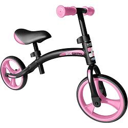 Foto van Skids control loopfiets met 2 wielen loopfiets 10 inch junior zwart/roze