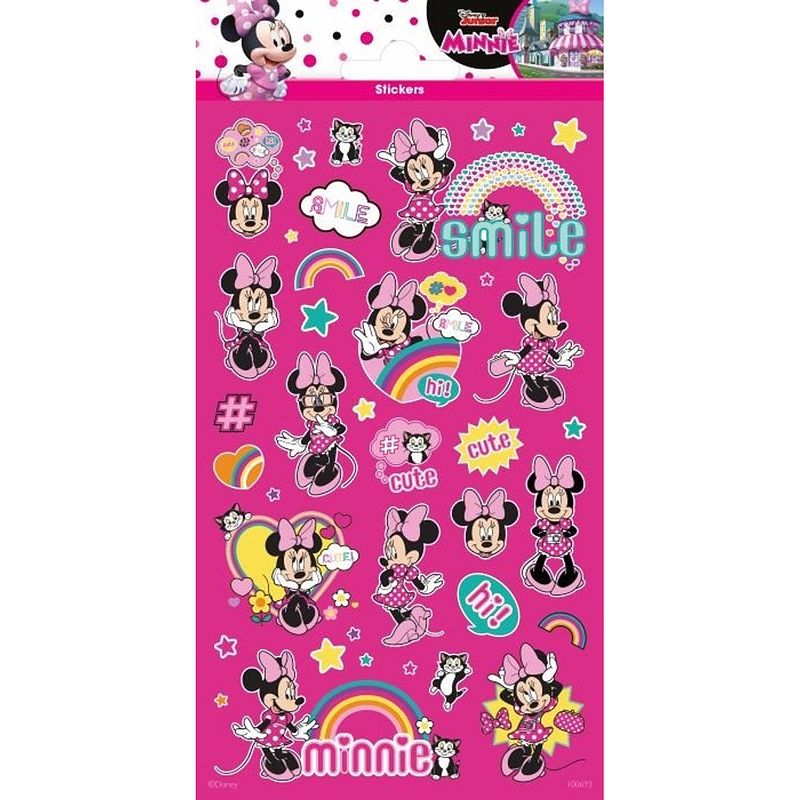 Foto van Funny products stickers minnie mouse 20 x 10 cm roze 40 stuks