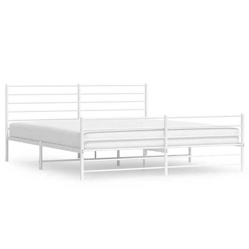 Foto van The living store bedframe klassiek - robuust metaal - extra opbergruimte - wit - 207 x 198 x 90 cm