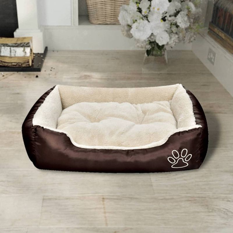 Foto van The living store hondenmand bruin/beige - 65 x 48 x 18 cm - waterafstotend - anti-slip - geschikt voor honden en katten