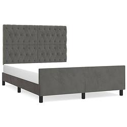 Foto van The living store bedframe donkergrijs 193x146x118/128cm - fluweel - verstelbaar hoofdeinde - stabiele poten - multiplex