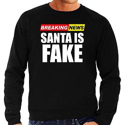 Foto van Foute humor kersttrui breaking news fake kerst sweater zwart voor heren xl - kerst truien