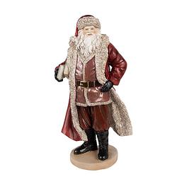 Foto van Clayre & eef beeld kerstman 33 cm rood polyresin kerstfiguren rood kerstfiguren