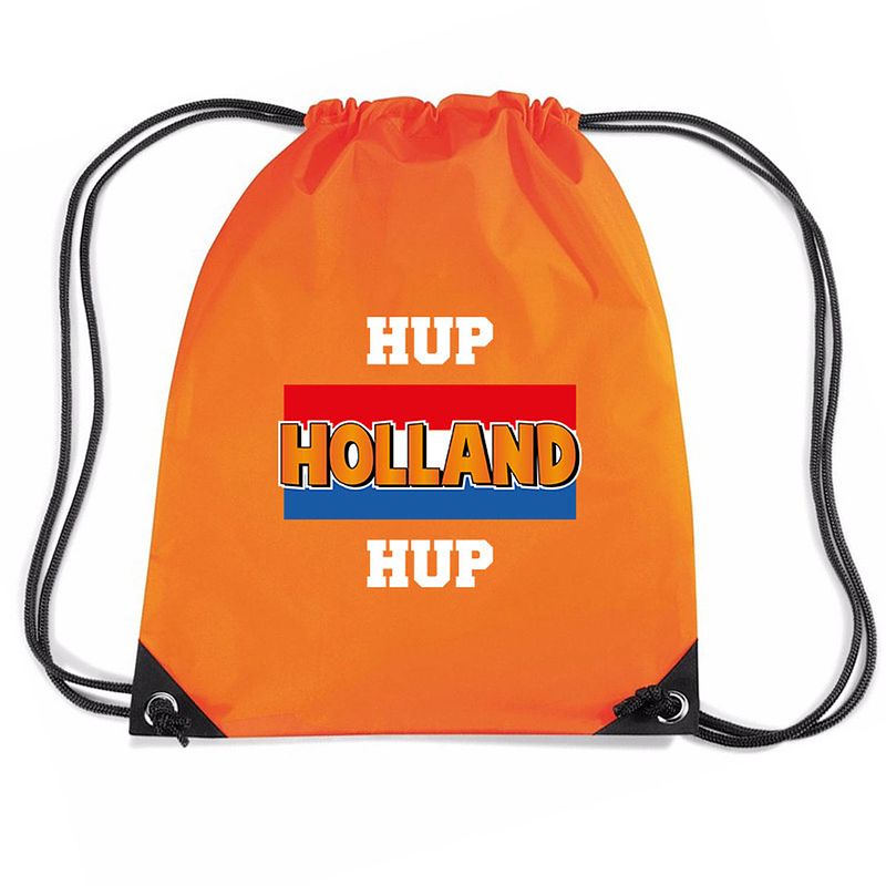 Foto van Hup holland hup voetbal rugzakje / sporttas met rijgkoord oranje - gymtasje - zwemtasje