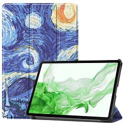 Foto van Basey samsung galaxy tab s8 plus hoesje kunstleer hoes case cover - sterrenhemel