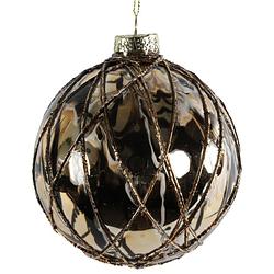 Foto van Non-branded kerstbal mabel 8 cm glas zwart/goud/brons