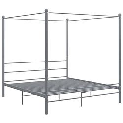 Foto van The living store bedframe - slim ontwerp met bovenframe - gepoedercoat metaal - grijs - 208x186x201 cm