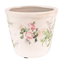 Foto van Clayre & eef bloempot ø 12x10 cm roze beige keramiek rond bloemen bloempot binnen plantenpot plant pot roze bloempot