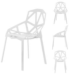 Foto van Modern home set van 4 design geometrische kuipstoelen - eetkamer stoelen - wit