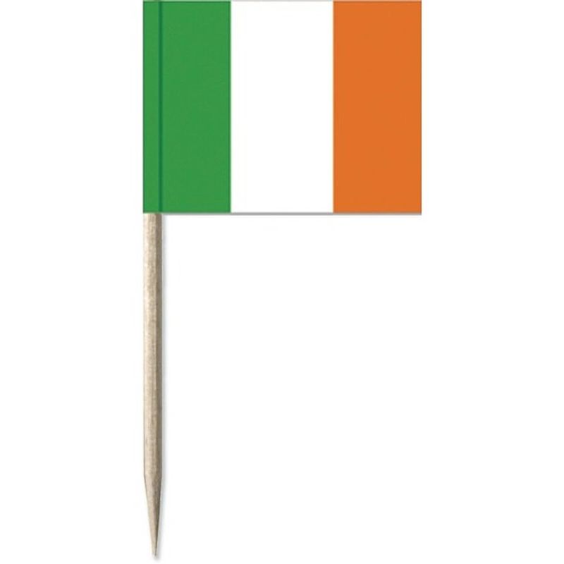 Foto van 100x cocktailprikkers ierland 8 cm vlaggetje landen decoratie - cocktailprikkers