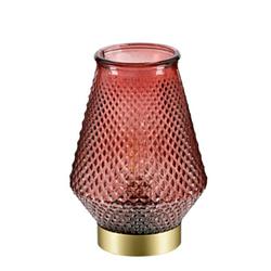 Foto van Casa di elturo led-lamp ella - bordeaux rood - goud - werkt op batterijen (incl. lamp) - ø13 x18 cm