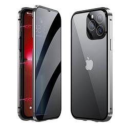 Foto van Basey iphone 13 pro max hoesje magnetisch back cover case - iphone 13 pro max hoes 360 graden bescherming case - zilver