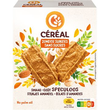 Foto van Cereal zonder suikers smaak speculoos stukjes amandel 2 x 5 koekjes 110g bij jumbo