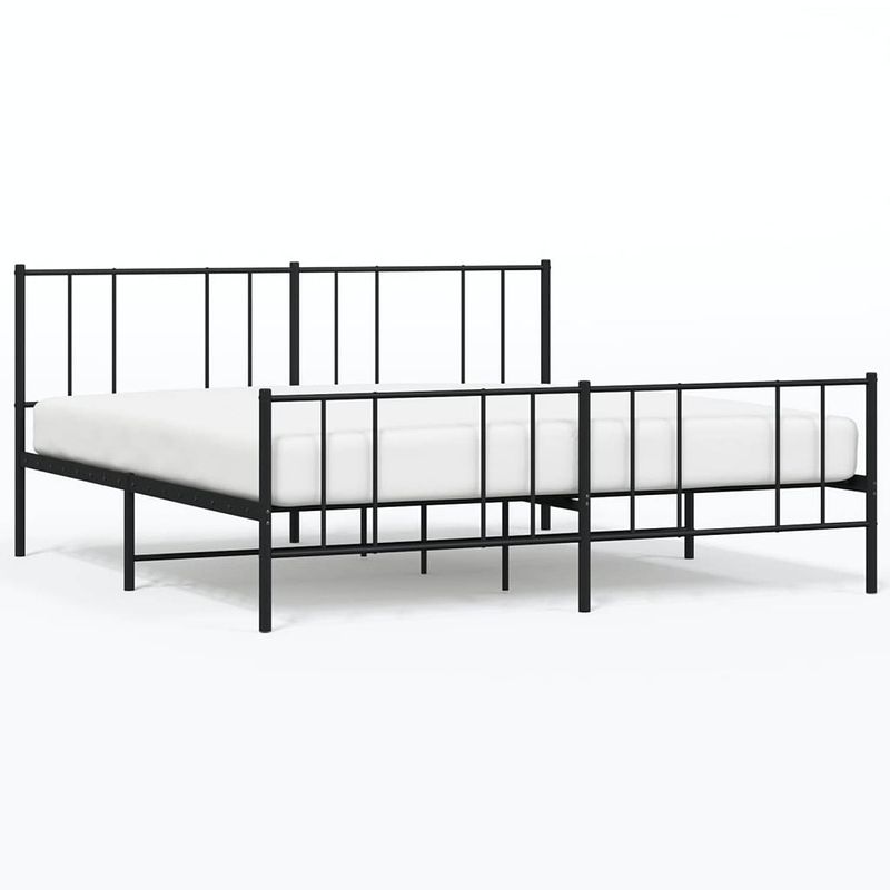 Foto van The living store klassiek bedframe - metaal - 207 x 187 x 90 cm - zwart