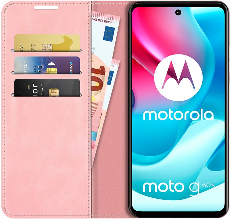 Foto van Just in case wallet magnetic motorola moto g60s book case roze