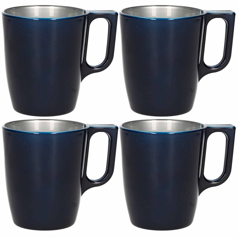 Foto van Set van 6x stuks koffie kopjes/bekers donkerblauw 250 ml - bekers