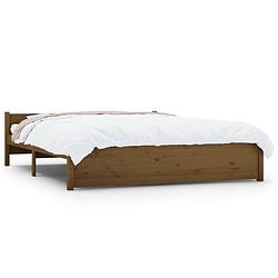 Foto van The living store bedframe massief hout honingbruin 150x200 cm 5ft king size - bed