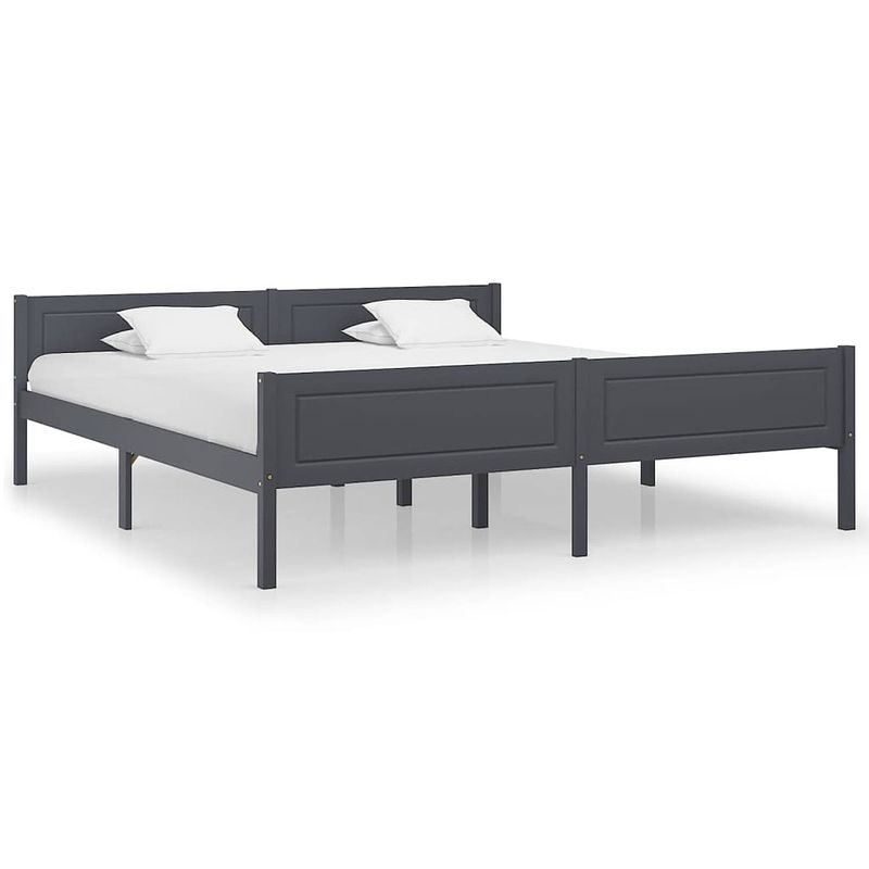 Foto van Vidaxl bedframe massief grenenhout grijs 180x200 cm