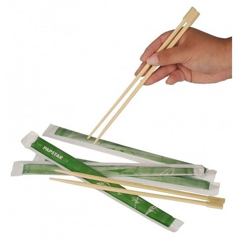 Foto van 6 paar eetstokjes van bamboe hout 2 stuks - eetstokjes