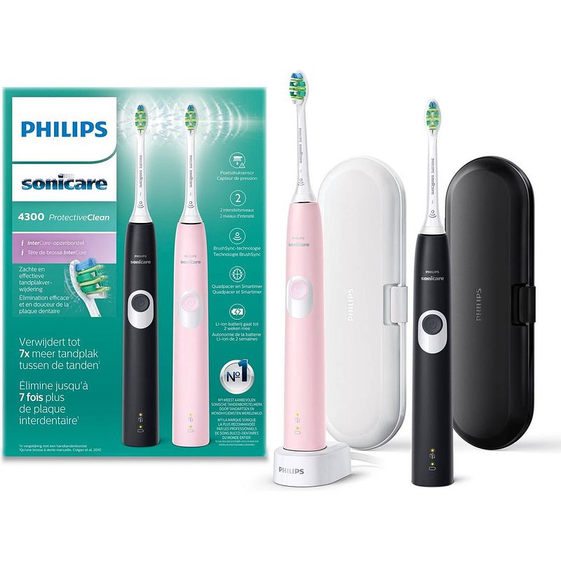 Foto van Philips sonicare protectiveclean 4300 hx6800/35 - elektrische tandenborstel - roze & zwart