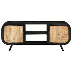 Foto van The living store industrieel tv-meubel - 110x30x45 cm - ruw mangohout en ijzer