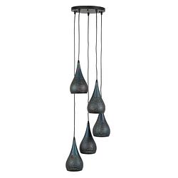 Foto van Hoyz - hanglamp - 5xø15 druppelvormige metalen hanglampen - diverse hoogtes
