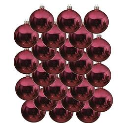 Foto van 24x glazen kerstballen glans kerst rood 6 cm kerstboom versiering/decoratie - kerstbal