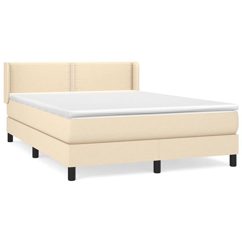 Foto van The living store boxspringbed - crème - 203 x 147 x 78/88 cm - pocketvering matras - middelharde ondersteuning -