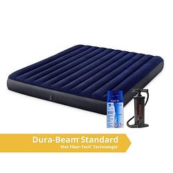 Foto van Intex classic dura-beam - luchtbed - 2 persoons - kingsize - met repairset en handpomp - 203x183x25 cm - pvc - blauw