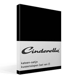 Foto van Cinderella satijn kussensloop (set van 2) - 100% katoen-satijn - 60x70 cm - standaardmaat - black