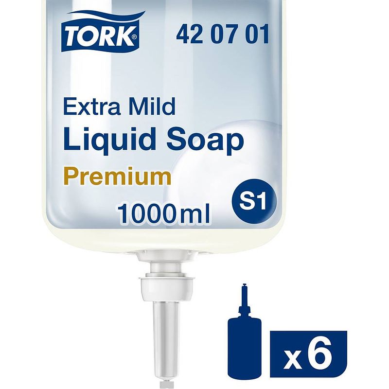 Foto van Tork extra mild 420701 vloeibare zeep 1 l 6 stuk(s)