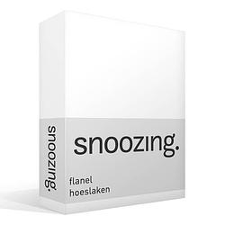 Foto van Snoozing - flanel - hoeslaken - 90/100x220 cm - wit