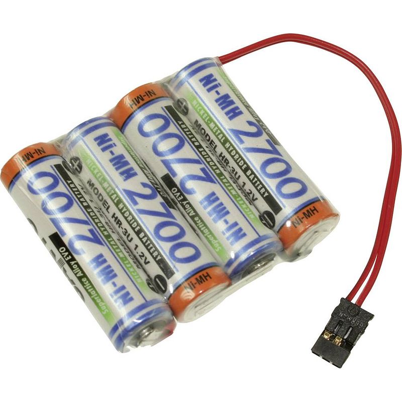 Foto van Panasonic reihe f1x4 graupner accupack aantal cellen: 4 batterijgrootte: aa (penlite) kabel, stekker nimh 4.8 v 2700 mah