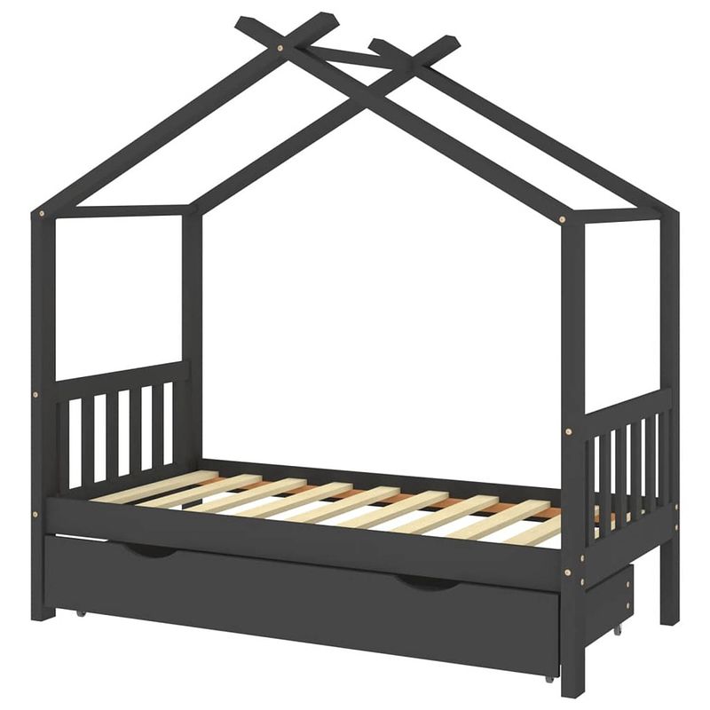 Foto van Vidaxl kinderbedframe met lade grenenhout donkergrijs 80x160 cm