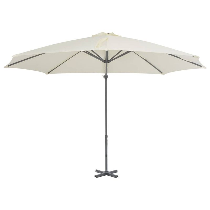 Foto van The living store hangende parasol zandkleurig 300 x 238 cm - uv-beschermend polyester - zwengelsysteem - aluminium