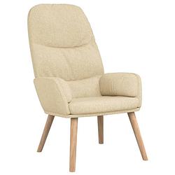 Foto van The living store fauteuil - dik gevoerd - zacht aanvoelende stof - metalen frame - rubberwood poten - kleur- crème -