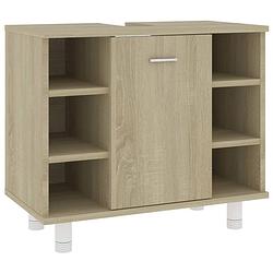 Foto van The living store badkaast - sonoma eiken - 60 x 32 x 53.5 cm - 7 schappen - 1 deur